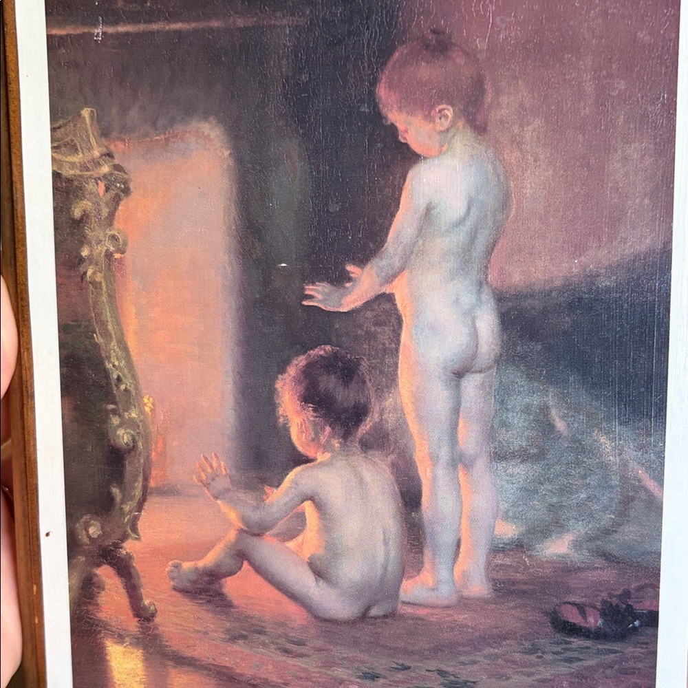 2 Art Prints mounted on board -Paul Peel “After the bath” and “Before the Bath” - Picture 11 of 12